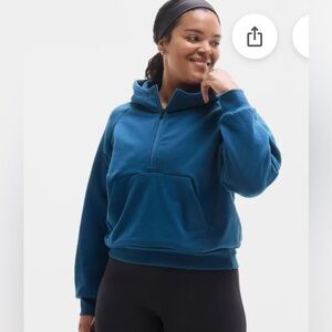 NWT Athleta Easy Fleece 1/2 Zip Maritime Hoodie Sz 1X